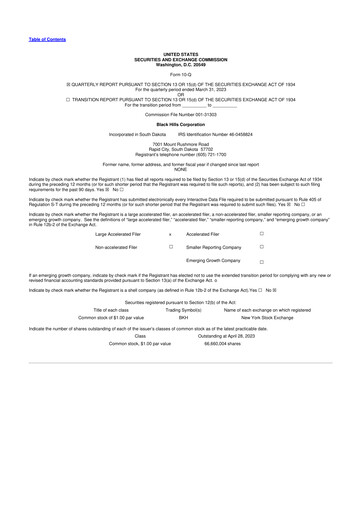 Thumbnail Black Hills 10-Q Quarterly Report FY2023 