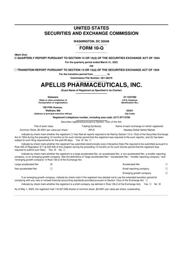 Thumbnail Apellis Pharmaceuticals 10-Q Quarterly Report FY2023 