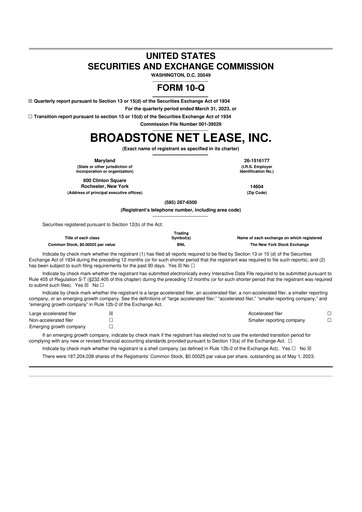 Vorschaubild Broadstone Net Lease 10-Q Quartalsbericht 2023 
