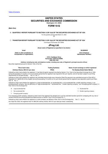 Thumbnail JFrog 10-Q Quarterly Report FY2023 