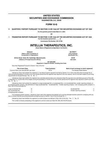 Thumbnail Intellia Therapeutics 10-Q Quarterly Report FY2023 