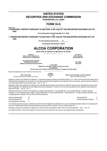 Miniature Alcoa 10-Q Rapport trimestriel 2023 