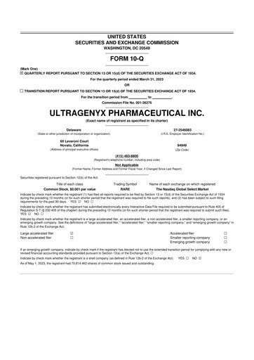 Thumbnail Ultragenyx Pharmaceutical 10-Q Quarterly Report FY2023 