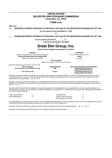 Thumbnail Great Elm Group 10-Q Quarterly Report FY2023 