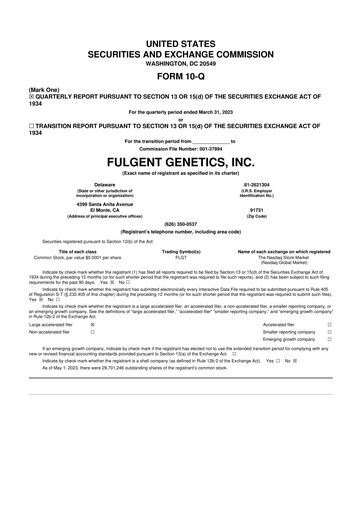 Thumbnail Fulgent Genetics
 10-Q Quarterly Report FY2023 