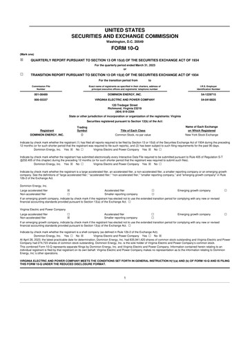 Thumbnail Dominion Energy 10-Q Quarterly Report FY 