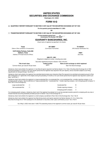 Thumbnail Guaranty Bancshares 10-Q Quarterly Report FY2023 