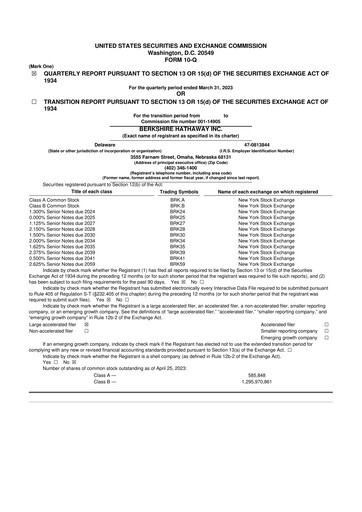Vorschaubild Berkshire Hathaway  10-Q Quartalsbericht 2023 