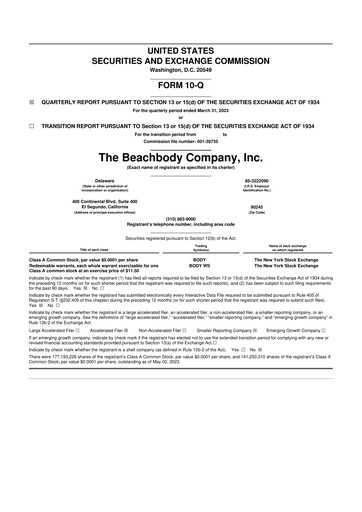 Thumbnail The Beachbody Company 10-Q Quarterly Report FY2023 