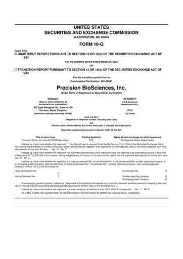 Thumbnail Precision BioSciences
 10-Q Quarterly Report FY2023 