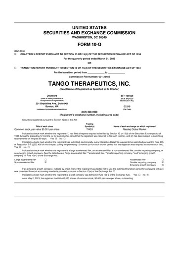 Thumbnail Tango Therapeutics 10-Q Quarterly Report FY2023 