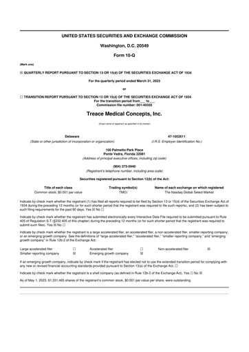 Thumbnail Treace Medical Concepts 10-Q Quarterly Report FY2023 