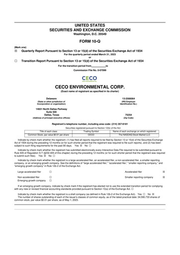 Thumbnail CECO Environmental
 10-Q Quarterly Report FY2023 