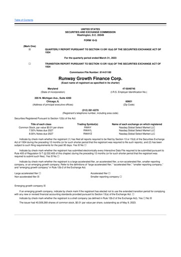 Thumbnail Runway Growth Finance 10-Q Quarterly Report FY2023 