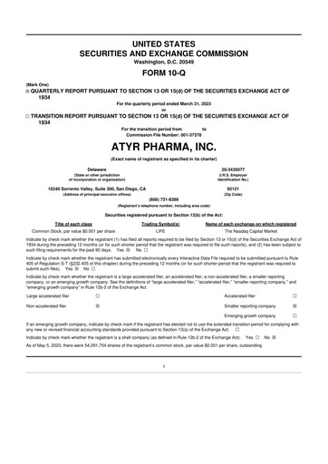 Thumbnail aTyr Pharma 10-Q Quarterly Report FY2023 