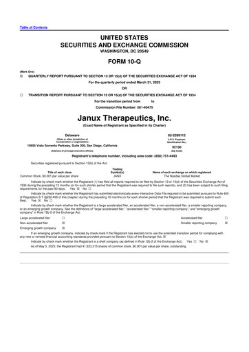 Miniature Janux Therapeutics 10-Q Rapport trimestriel 2023 