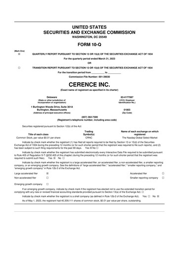 Thumbnail Cerence 10-Q Quarterly Report FY2023 