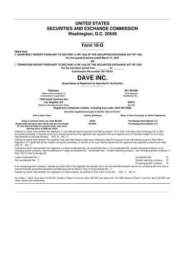 Thumbnail Dave Inc. 10-Q Quarterly Report FY2023 