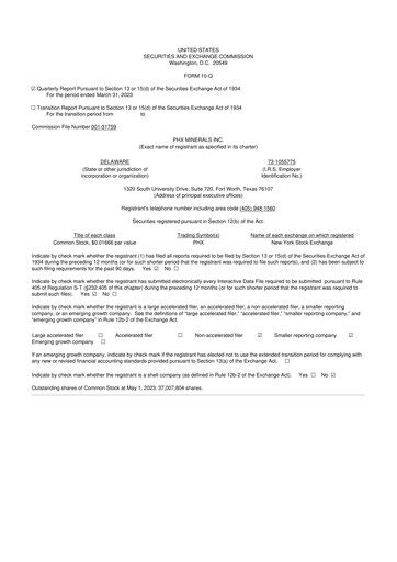 Thumbnail PHX Minerals 10-Q Quarterly Report FY2023 