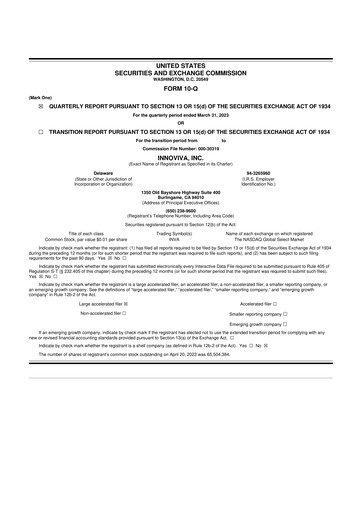 Thumbnail Innoviva 10-Q Quarterly Report FY2023 