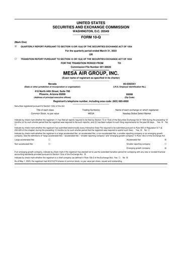 Thumbnail Republic Airways 10-Q Quarterly Report FY2023 