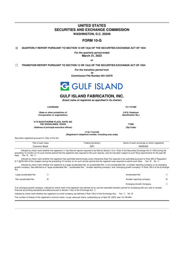 Thumbnail Gulf Island Fabrication
 10-Q Quarterly Report FY 