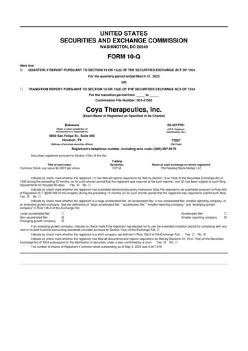 Thumbnail Coya Therapeutics 10-Q Quarterly Report FY2023 
