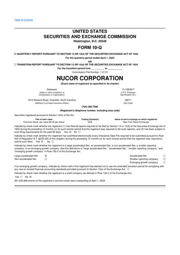 Vorschaubild Nucor
 10-Q Quartalsbericht 2023 