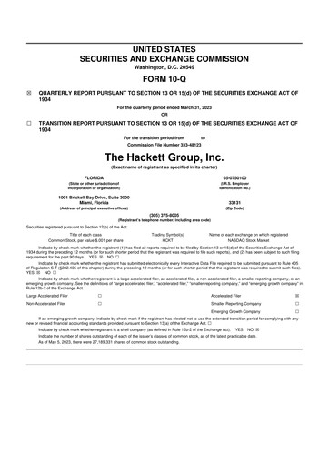Vorschaubild The Hackett Group

 10-Q Quartalsbericht 2023 