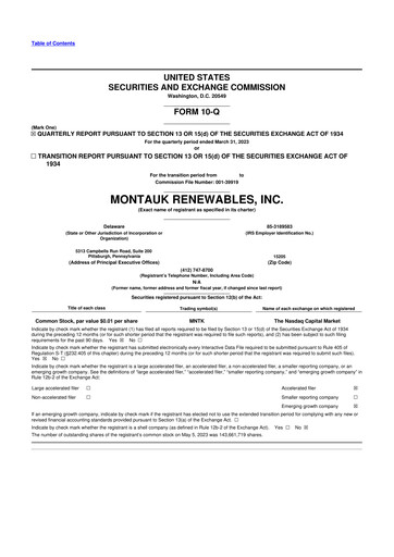 Miniature Montauk Renewables 10-Q Rapport trimestriel 2023 