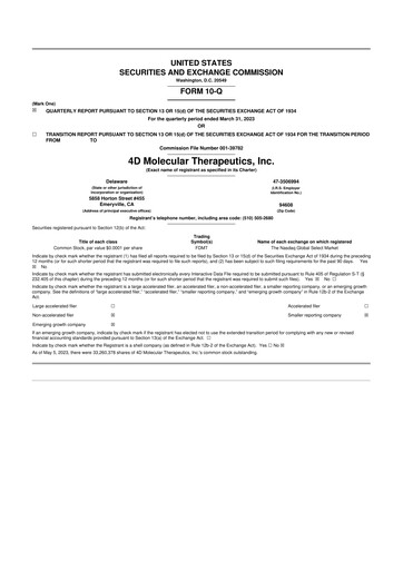 Thumbnail 4D Molecular Therapeutics 10-Q Quarterly Report FY2023 