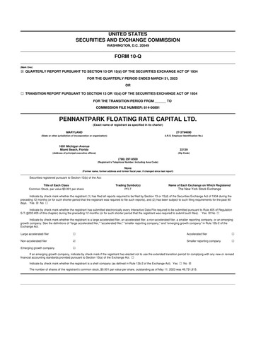 Thumbnail PennantPark Floating Rate Capital Ltd.
 10-Q Quarterly Report FY2023 