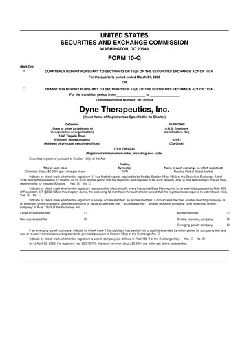Thumbnail Dyne Therapeutics 10-Q Quarterly Report FY2023 