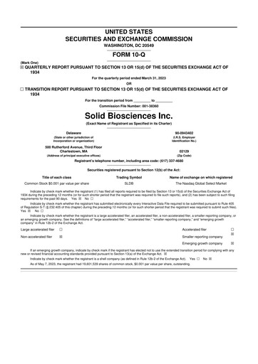 Thumbnail Solid Biosciences
 10-Q Quarterly Report FY2023 