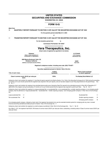 Thumbnail Vera Therapeutics 10-Q Quarterly Report FY2023 