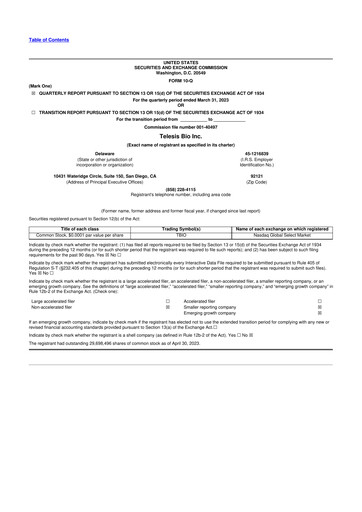 Vorschaubild Telesis Bio 10-Q Quartalsbericht 2023 