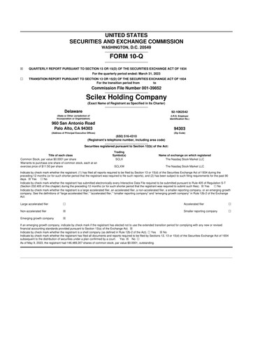 Miniature Scilex Holding 10-Q Rapport trimestriel 2023 