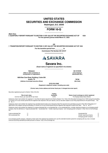 Thumbnail Savara 10-Q Quarterly Report FY2023 