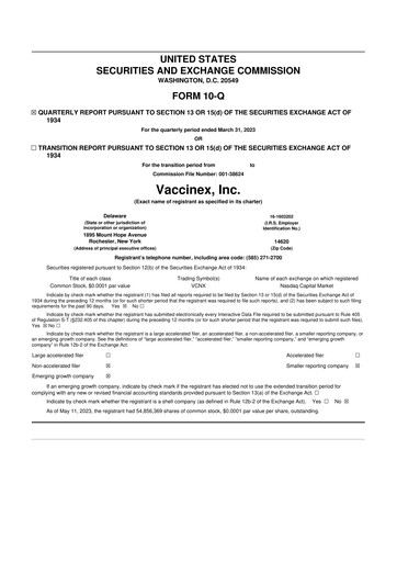 Thumbnail Vaccinex 10-Q Quarterly Report FY2023 