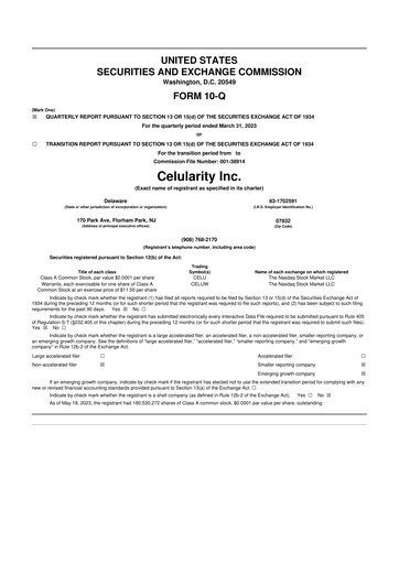 Thumbnail Celularity 10-Q Quarterly Report FY2023 