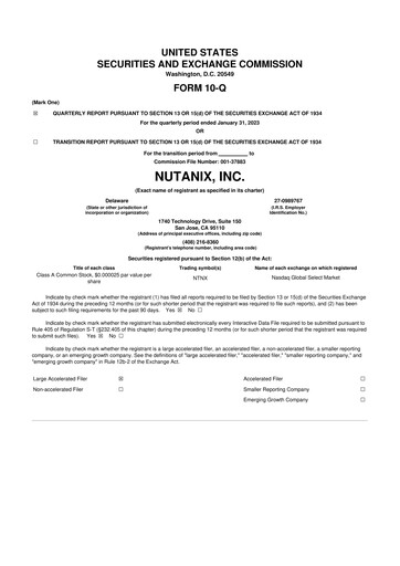 Thumbnail Nutanix 10-Q Quarterly Report FY2023 