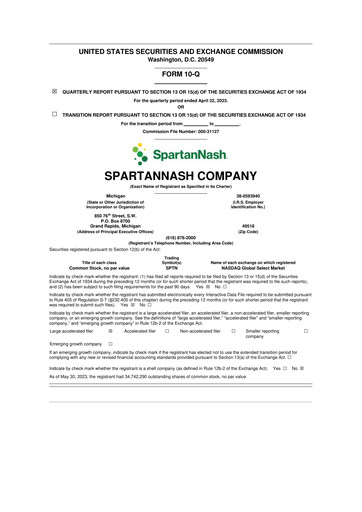 Thumbnail SpartanNash
 10-Q Quarterly Report FY2023 