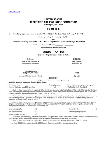 Thumbnail Lands' End
 10-Q Quarterly Report FY2023 