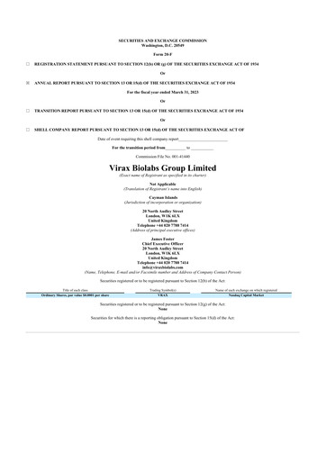 Thumbnail Virax Biolabs 20-F Annual Report 2023