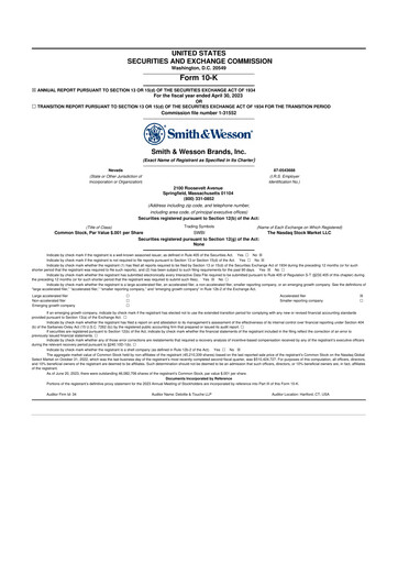 Miniature Smith & Wesson 10-K Rapport annuel 2023