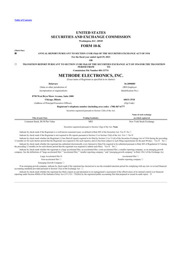 Thumbnail Methode Electronics
 10-K Annual Report 2023