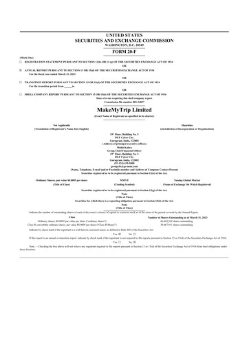 Thumbnail MakeMyTrip
 20-F Annual Report 2023