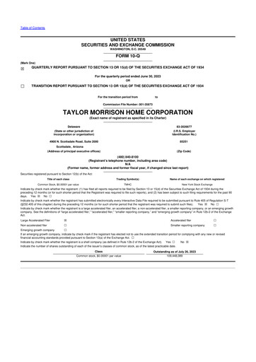 Thumbnail Taylor Morrison
 10-Q Quarterly Report FY2023 