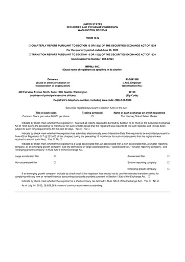 Thumbnail Impinj 10-Q Quarterly Report FY2023 