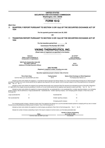 Thumbnail Viking Therapeutics
 10-Q Quarterly Report FY2023 